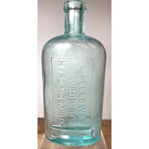 Antique Fellows Syrup Of Hypophosphites Bottle Late 19th Century Aqua Embossed